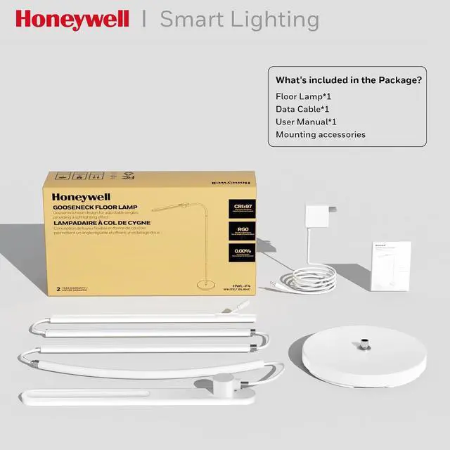 Alt view image 7 of 7 - Honeywell LED Floor Lamp Dimmable Gooseneck Reading Living Room Bedroom 77"