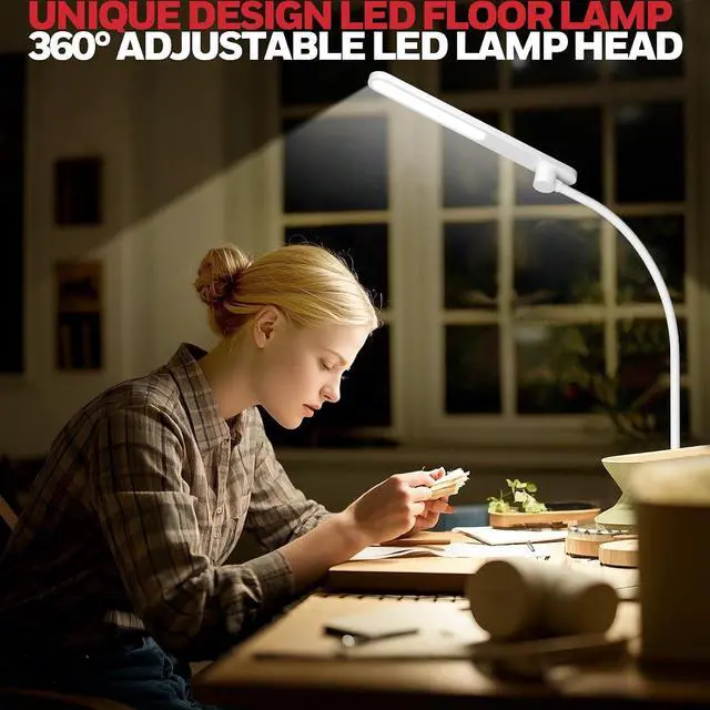 Alt view image 4 of 7 - Honeywell LED Floor Lamp Dimmable Gooseneck Reading Living Room Bedroom 77"