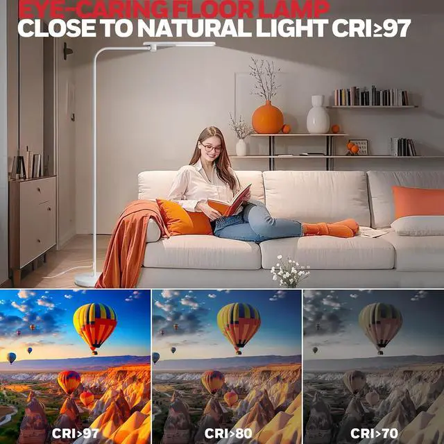 Alt view image 5 of 7 - Honeywell LED Floor Lamp Dimmable Gooseneck Reading Living Room Bedroom 77"