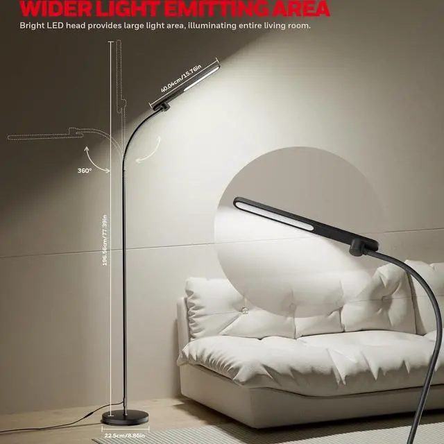 Main image of Honeywell LED Floor Lamp for Reading CRI97 Full Spectrum Dimmable Gooseneck