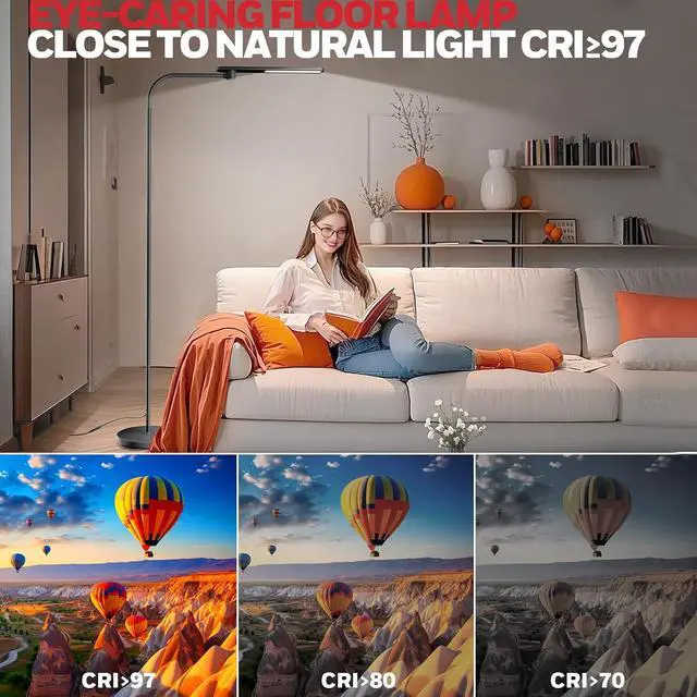 Alt view image 5 of 7 - Honeywell LED Floor Lamp for Reading CRI97 Full Spectrum Dimmable Gooseneck