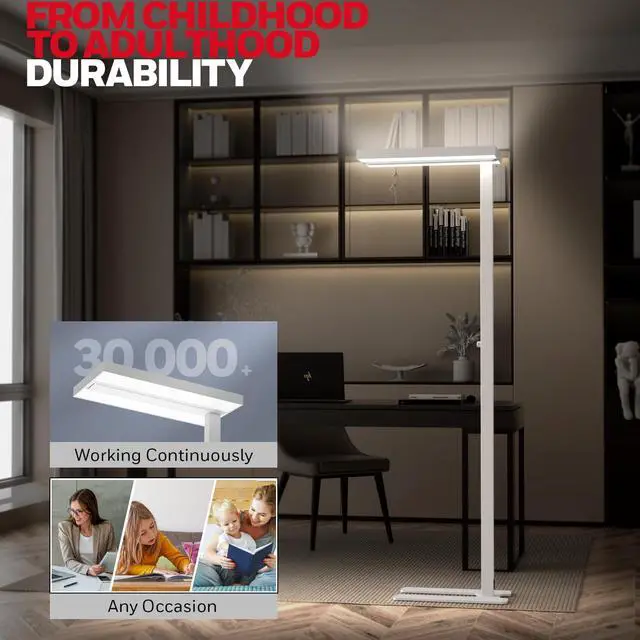 Alt view image 3 of 7 - Honeywell 02E LED Floor Lamp, 10400LM Sunturalux Eye Caring Standing Light