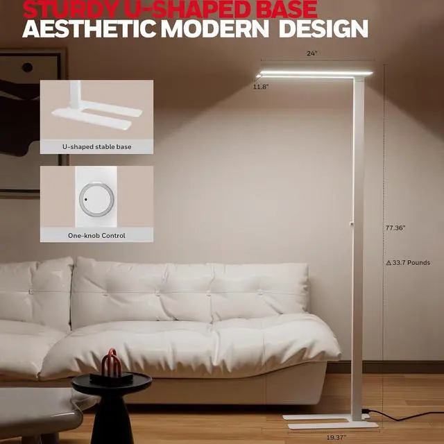 Alt view image 2 of 7 - Honeywell 02E LED Floor Lamp, 16000LM Sunturalux Eye Caring Standing Light