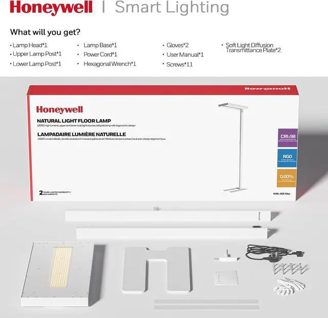 Alt view image 7 of 7 - Honeywell 02E LED Floor Lamp, 16000LM Sunturalux Eye Caring Standing Light