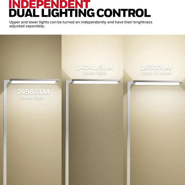 Alt view image 7 of 7 - Honeywell 06E Ultra Sunturalux Dual-Light LED Floor Lamp Modern 16500LM
