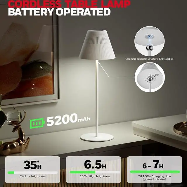 Alt view image 3 of 5 - Honeywell Cordless Rechargeable Table Lamp, M1 Sunturalux Portable LED Bottle Lamp 5200mAh Battery Operated 4Color 9RGB Dimmable Touch Control Bedside Lamps Night Light for Restaurant Living Bedroom