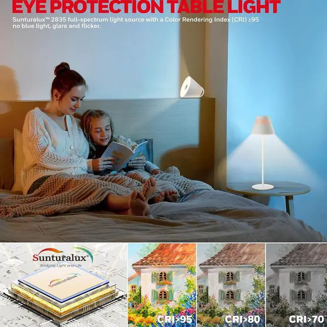 Alt view image 2 of 7 - Honeywell Cordless Table Lamps Rechargeable Set of 2, M1 Sunturalux Portable LED Desk Lamp 5200mAh 4Color 9RGB Dimmable Bedside Lamps for Restaurant/Bedroom/Bars/Party/Camping Night Light