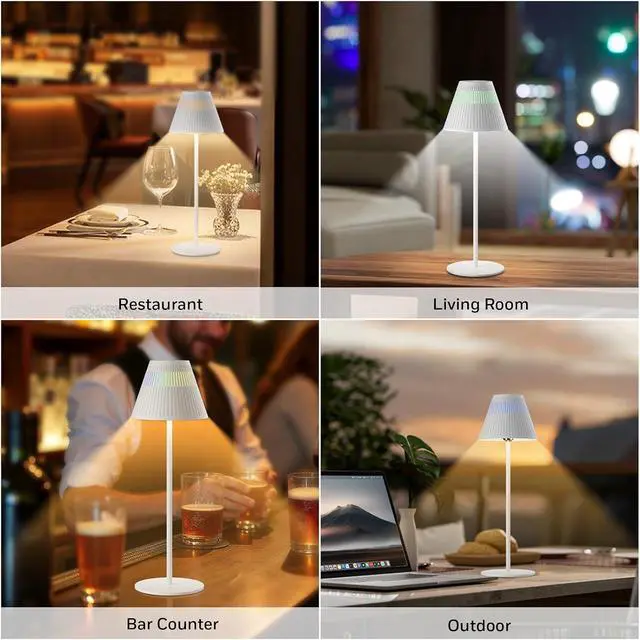 Alt view image 3 of 7 - Honeywell Cordless Table Lamps Rechargeable Set of 2, M1 Sunturalux Portable LED Desk Lamp 5200mAh 4Color 9RGB Dimmable Bedside Lamps for Restaurant/Bedroom/Bars/Party/Camping Night Light