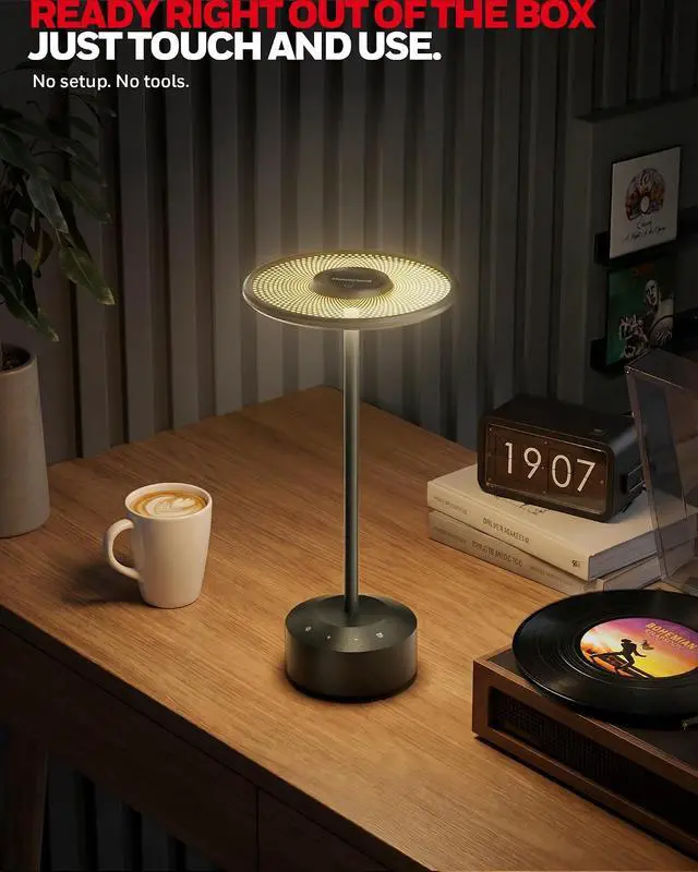 Alt view image 3 of 7 - Honeywell Rechargeable Table Lamp, 5000mAh Cordless Dimmable Accent Light