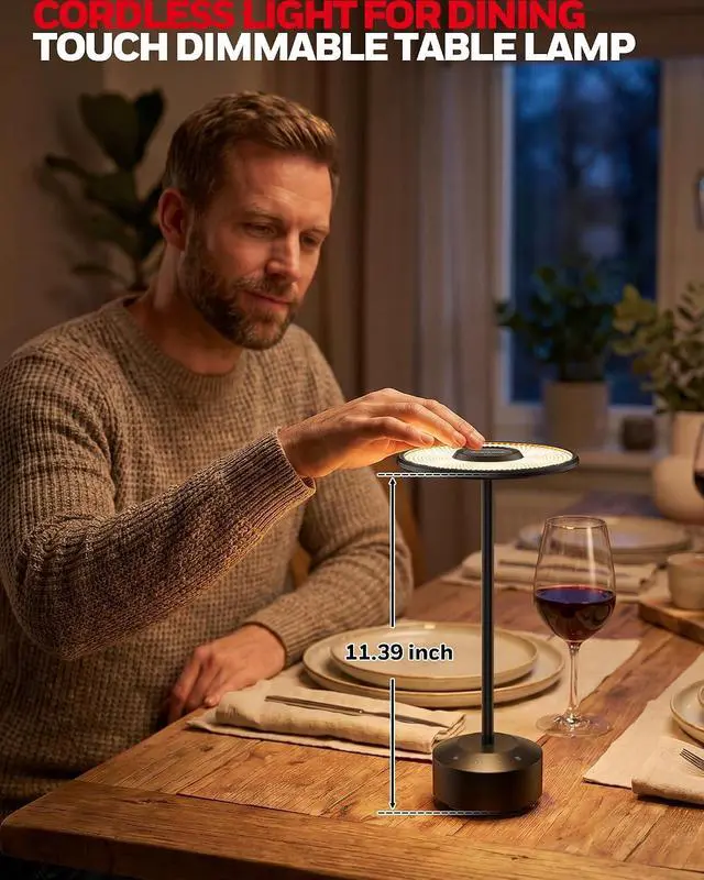 Alt view image 5 of 7 - Honeywell Rechargeable Table Lamp, 5000mAh Cordless Dimmable Accent Light