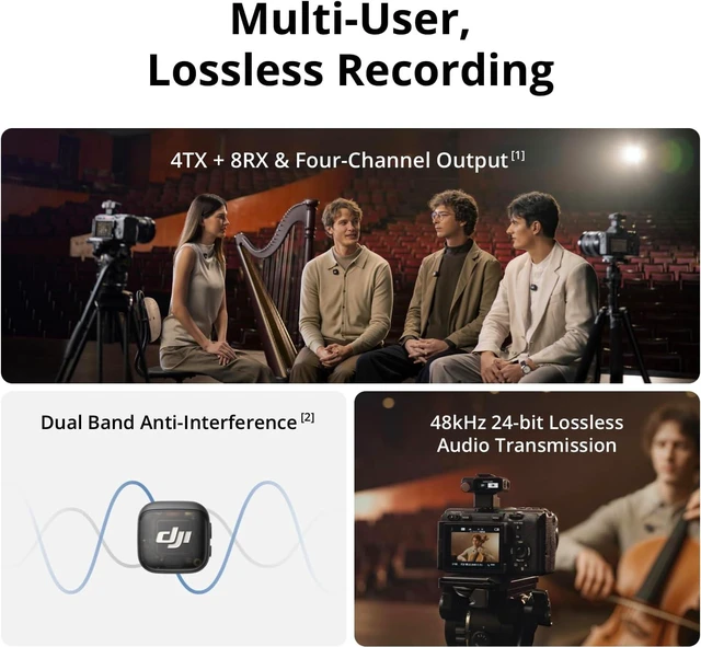 Alt view image 2 of 7 - DJI Mic 3 (2 TX + 1 RX + Charging Case), Wireless Microphone, Mini Mic for iPhone/Camera/Android, Ultralight, Adaptive Gain Control, Dual Band Anti-Interference, 28h Use