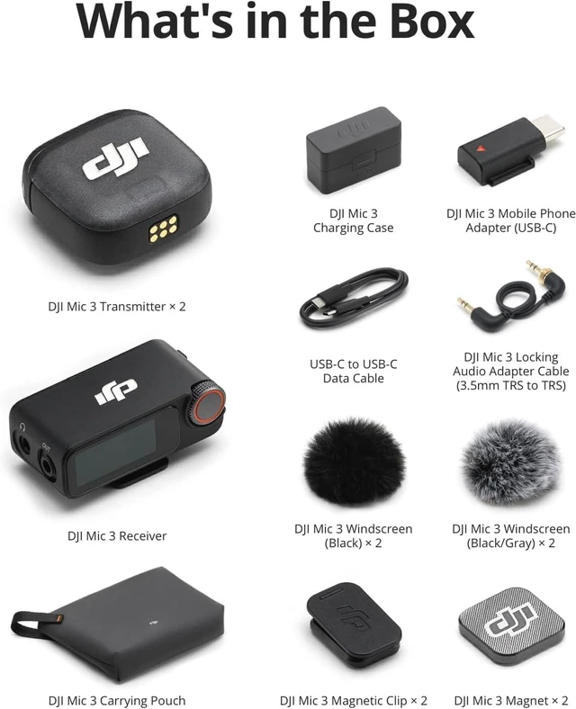 Alt view image 7 of 7 - DJI Mic 3 (2 TX + 1 RX + Charging Case), Wireless Microphone, Mini Mic for iPhone/Camera/Android, Ultralight, Adaptive Gain Control, Dual Band Anti-Interference, 28h Use
