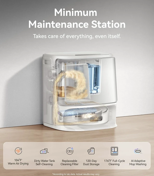 Alt view image 4 of 7 - NARWAL Flow Robot Vacuum and Mop Combo, 22000Pa, FlowWash Mop, White, TwinAI 200+ objects, DualFlow anti-tangle, CarpetFocus, EdgeReach, 173°F wash, 104°F drying, self-emptying, 2.4/5GHz Wi-Fi