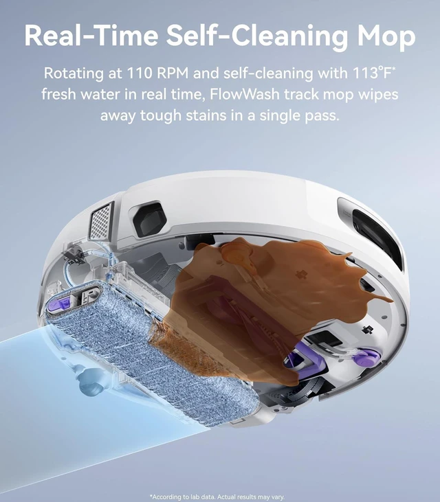 Alt view image 2 of 7 - NARWAL Flow Robot Vacuum and Mop Combo, 22000Pa, FlowWash Mop, White, TwinAI 200+ objects, DualFlow anti-tangle, CarpetFocus, EdgeReach, 173°F wash, 104°F drying, self-emptying, 2.4/5GHz Wi-Fi