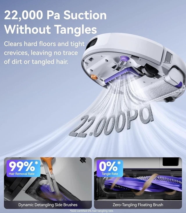 Alt view image 5 of 7 - NARWAL Flow Robot Vacuum and Mop Combo, 22000Pa, FlowWash Mop, White, TwinAI 200+ objects, DualFlow anti-tangle, CarpetFocus, EdgeReach, 173°F wash, 104°F drying, self-emptying, 2.4/5GHz Wi-Fi