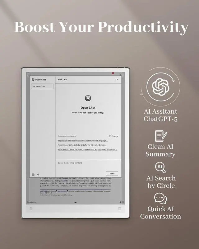 Alt view image 3 of 7 - iFLYTEK AINOTE 2  The Ultrathin E-Ink Tablet, 10.65" Electronic Tablets/ Notepad & AI Note-Taking Tablet with ChatGPT Support, 16-Language Transcription, Digital Notebook with Pen for Meetings & Study