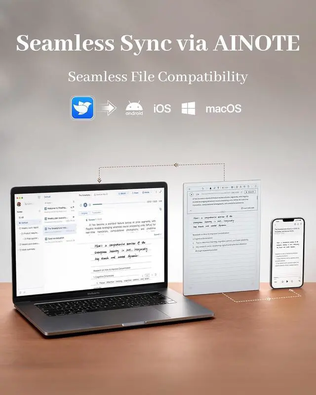 Alt view image 7 of 7 - iFLYTEK AINOTE 2  The Ultrathin E-Ink Tablet, 10.65" Electronic Tablets/ Notepad & AI Note-Taking Tablet with ChatGPT Support, 16-Language Transcription, Digital Notebook with Pen for Meetings & Study