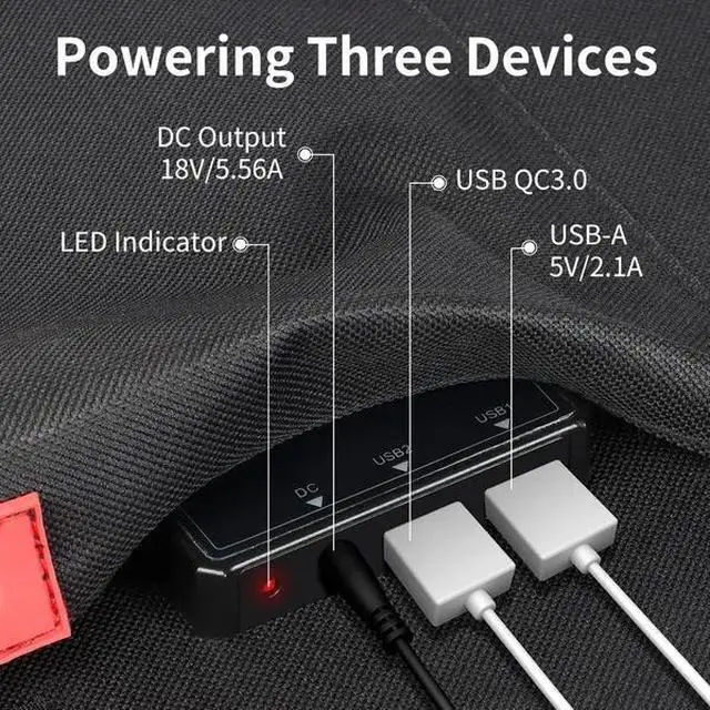 Alt view image 2 of 5 - 100W 18V Portable Solar Panel; Foldable Solar Charger with 5V USB; QC 3.0; DC Output; Compatible with Solar Generator Power Station Phones Laptops Tablet for Outdoor Camping RV