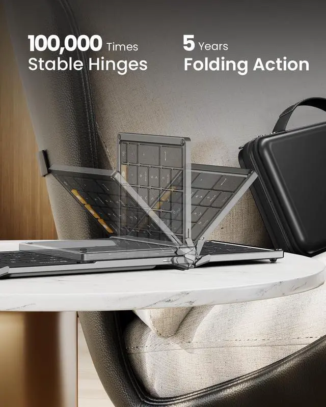 Alt view image 2 of 7 - ProtoArc Foldable Keyboard and Mouse, XKM01 True Full-Size Folding Wireless Keyboard Mouse Combo for Business Travel, a Portable Office Suite On-the-Go, Compatible with Laptop iPad Tablet - Black Gray
