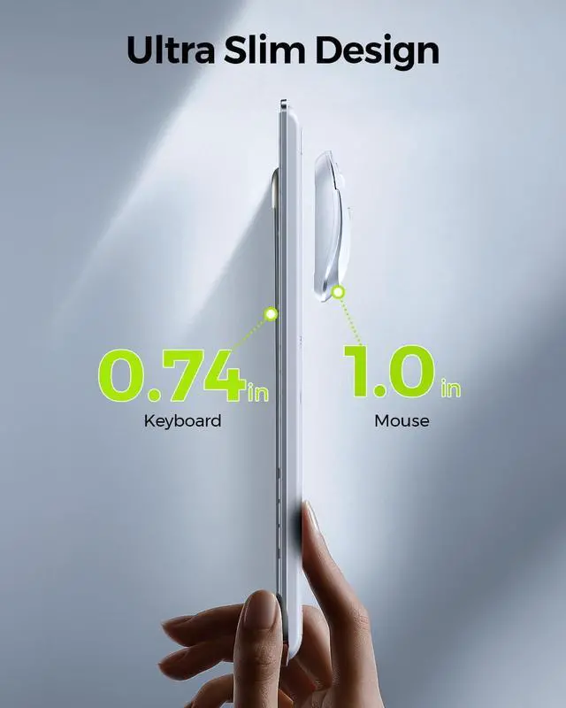 Alt view image 4 of 7 - Wireless Keyboard and Mouse Combo - Full Size Slim Thin Wireless Keyboard Mouse with Numeric Keypad 2.4G Stable Connection Adjustable DPI (White & Silver)