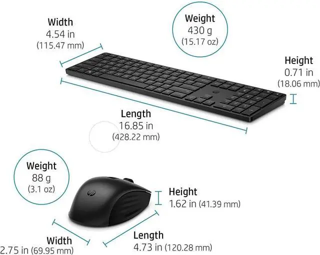 Alt view image 4 of 4 - HP 650 Wireless Keyboard & Mouse Combo - 2.4Ghz Wireless, USB Receiver, Low-Profile Keys, 20+ Programmable Keys, DPI Mouse - 20+ Months Keyboard, 24+ Mouse Battery - Win, Chrome, MacOS (4R013AA#ABL)