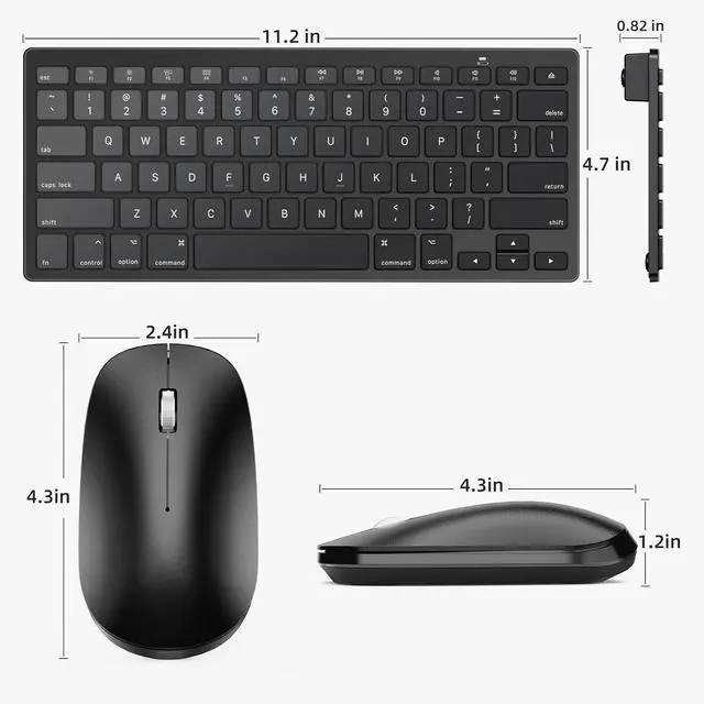 Alt view image 5 of 7 - Bluetooth Keyboard and Mouse Compatible with Mac, OMOTON Ultra-Slim Wireless Keyboard and Mouse Combo Compatible with MacOS, MacBook Pro/Air, iMac, Mac Mini, Laptop and PC(Black)
