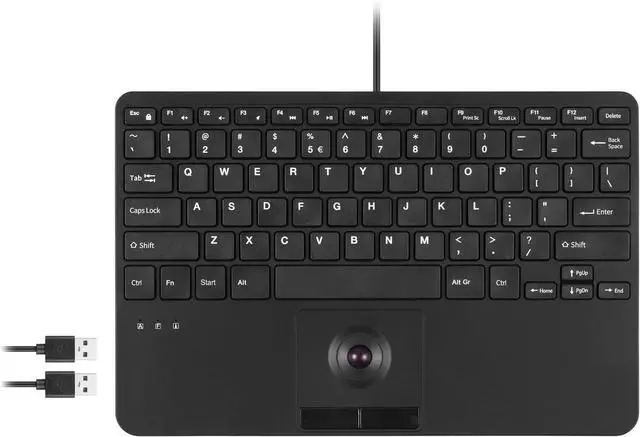 Main image of Perixx PERIBOARD-526 US, Wired Mini USB Keyboard with Trackball - X Type Scissor Keys - 11.18x7.17x1.1 Inches - Build-in 2 USB Hubs - US English