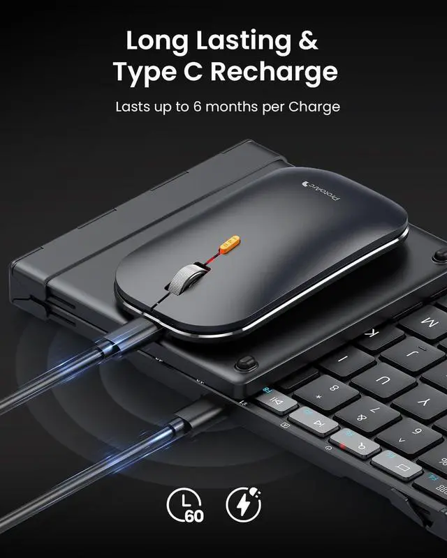 Alt view image 7 of 7 - ProtoArc Foldable Keyboard Mouse Combo, XKM01 CaseUp Portable Bluetooth Keyboard and Mouse with Laptop Stand, a Mobile Work Solution for On-The-Go, Compatible with Laptop PC MacBook Windows Mac OS