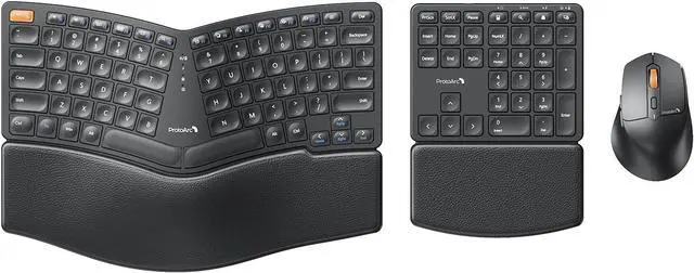 Main image of ProtoArc Ergonomic Keyboard Mouse, EKM04 2.4GHz Wireless Ergo Keyboard Mouse Combo with Separate Numeric Keypad, Split Design, Hard Wrist Rest, Rechargeable, for Windows Desktop/PC/Laptop