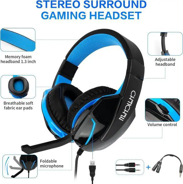 Alt view image 2 of 4 - Gaming LED Keyboard Mouse Headset and Mousepad Bundle, CHONCHOW Wired Rainbow LED Light Up Gaming Keyboard Mouse Headset, Value 4 in 1 Game Set for Xbox PS4 PS5 PC Laptop