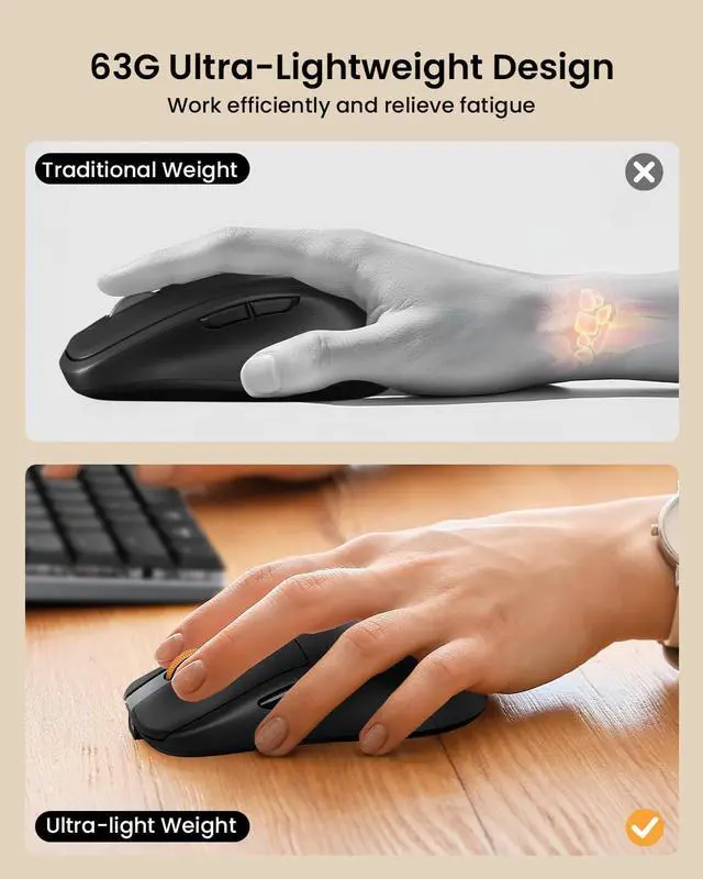 Alt view image 5 of 7 - ProtoArc Mechanical Keyboard and Mouse, KM310 Wireless Rechargeable Aluminum Keyboard Mouse, 2.4G+Dual Bluetooth, Low Profile Keys, Red Switches, Multi-Device, for Windows/Mac - Space Gray