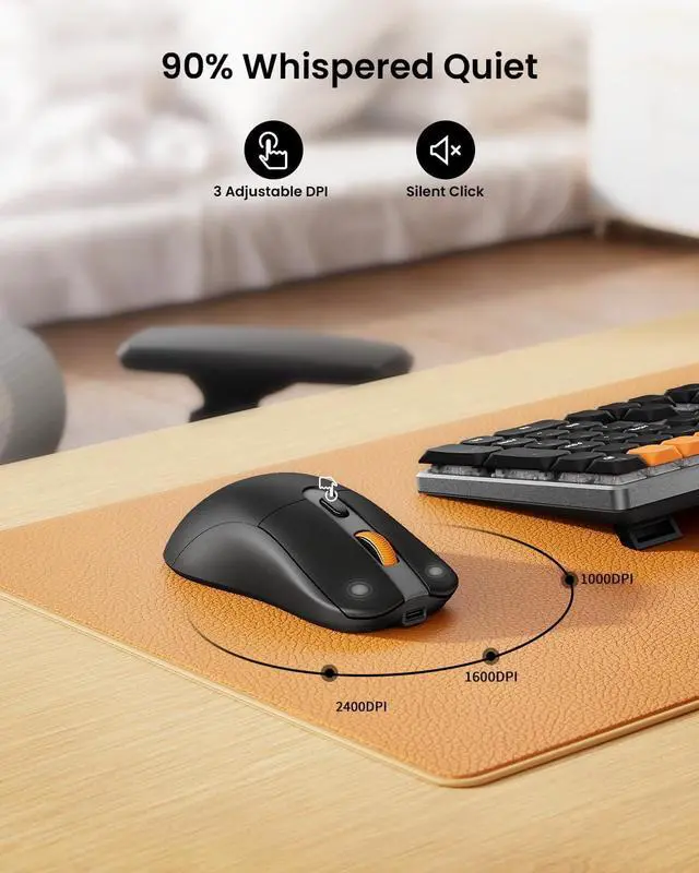 Alt view image 7 of 7 - ProtoArc Mechanical Keyboard and Mouse, KM310 Wireless Rechargeable Aluminum Keyboard Mouse, 2.4G+Dual Bluetooth, Low Profile Keys, Red Switches, Multi-Device, for Windows/Mac - Space Gray