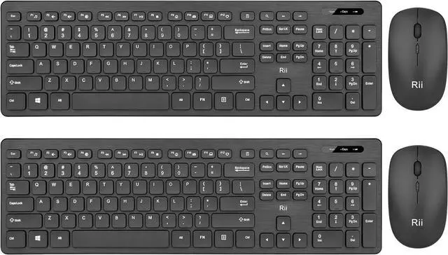 Main image of (2pack) Wireless Keyboard and Mouse Combo - Rii Standard Office PC Keyboard and Optical Wireless Mice for Windows/Android TV Box/PC/Laptop/PS3/4