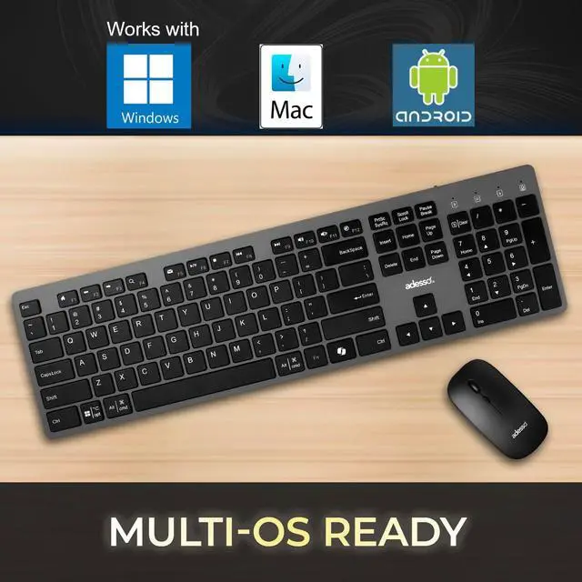 Alt view image 4 of 7 - Adesso Wireless Scissor Switch Keyboard and Mouse Combo with Copilot AI Hotkey - Multi-OS Compatible for Mac, Quiet Switches, USB-A 2.4GHz Dongle