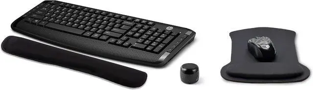 Main image of HP Wireless Keyboard and Mouse 300 PC Accessories Bundle with Waverest Gel Pads and Micro Bluetooth Speaker with Professional Sound, Built-in Mic and Remote Selfie Shutter