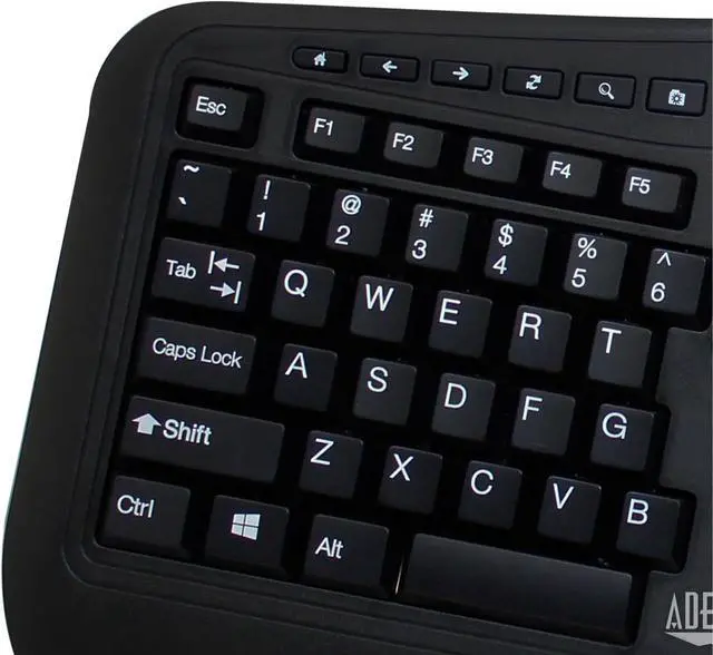 Alt view image 3 of 7 - Adesso WKB-1500GB - Wireless Ergonomic Desktop Keyboard and Laser Mouse with Split Keys Design and Palm Rest for Comfort, Long Battery Life, Nano Receiver - Compatible for PC & Windows XP/7/8/10,Black