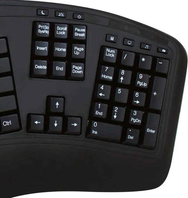 Alt view image 5 of 7 - Adesso WKB-1500GB - Wireless Ergonomic Desktop Keyboard and Laser Mouse with Split Keys Design and Palm Rest for Comfort, Long Battery Life, Nano Receiver - Compatible for PC & Windows XP/7/8/10,Black