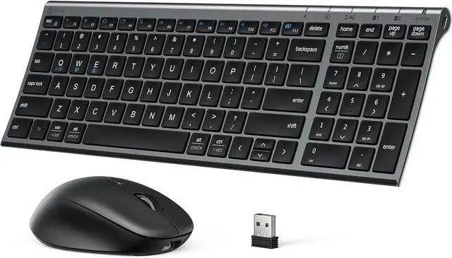 Main image of iClever DK05 Bluetooth Keyboard and Mouse Combo, Multi-Device Wireless Keyboard and Mouse (2.4GHz+Bluetooth), USB-C Rechargeable, Slim Compact Design, Comfortable Typing for PC/Laptop/Windows/Mac
