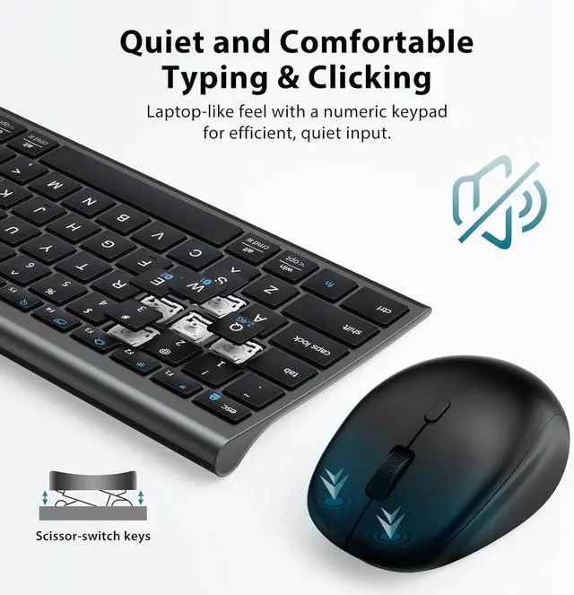 Alt view image 4 of 7 - iClever DK05 Bluetooth Keyboard and Mouse Combo, Multi-Device Wireless Keyboard and Mouse (2.4GHz+Bluetooth), USB-C Rechargeable, Slim Compact Design, Comfortable Typing for PC/Laptop/Windows/Mac