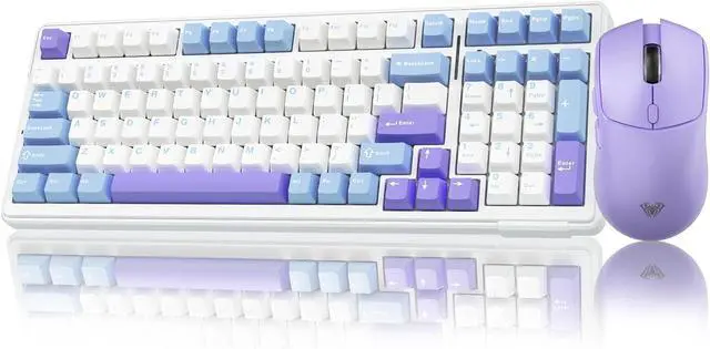 Main image of AULA Wireless Keyboard and Mouse Combo, F99 Wireless Mechanical Keyboards Hot Swappable Custom Keyboard+SC580X Wireless Gaming Mouse Light Purple