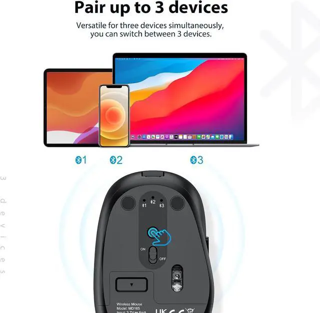 Alt view image 6 of 7 - iClever Bluetooth Keyboard and Mouse, Rechargeable Wireless Keyboard and Mouse Combo with Numeric Keypad, Ultra-Slim Full Size Multi-Device Keyboard for Mac, iPad, MacBook, iPhone, Android, Windows