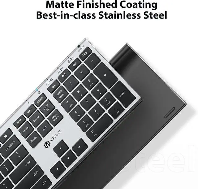 Alt view image 5 of 7 - iClever Bluetooth Keyboard and Mouse, Rechargeable Wireless Keyboard and Mouse Combo with Numeric Keypad, Ultra-Slim Full Size Multi-Device Keyboard for Mac, iPad, MacBook, iPhone, Android, Windows