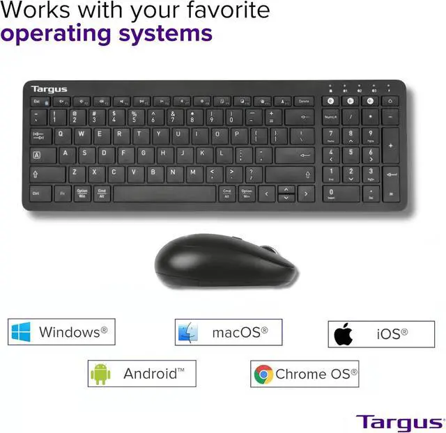 Alt view image 4 of 7 - Targus Midsize Multi-Device Bluetooth Keyboard and Mouse Bundle - Compatible with Chrome OS, Windows, macOS, iOS, and Android (AKM619AMUS)