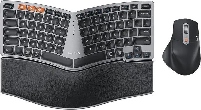Main image of ProtoArc Bluetooth Ergonomic Keyboard Mouse, EKM04 Mini Compact Wireless Ergo Keyboard Mouse Combo, Split Design, Wrist Rest, Multi-Device, Rechargeable, Compatible with Windows/Mac/Android