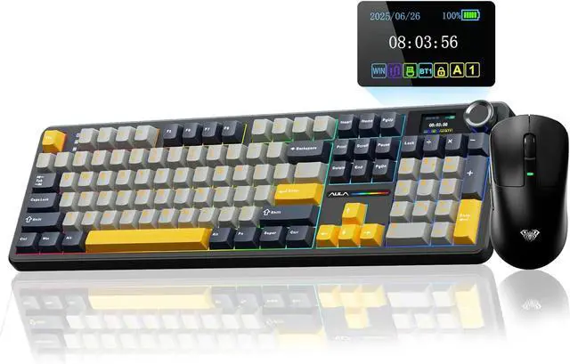 Main image of AULA Wireless Keyboard and Mouse Combo, F108 Pro Full Size Mechanical Keyboard SC680 Wireless Mouse