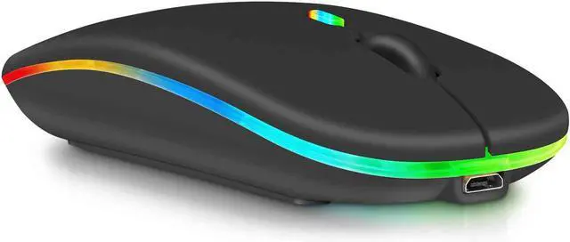 Alt view image 2 of 5 - Rechargeable Bluetooth Keyboard and Mouse Combo Ultra Slim for Amazon Fire HD 10 (2017) and All Bluetooth Enabled Android/PC-Black Keyboard with RGB LED Onyx Black Mouse