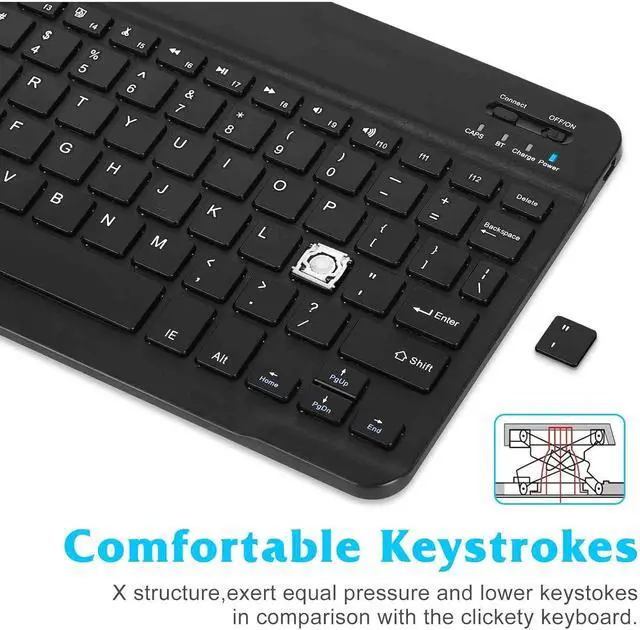 Alt view image 4 of 5 - Rechargeable Bluetooth Keyboard and Mouse Combo Ultra Slim for Amazon Fire HD 10 (2017) and All Bluetooth Enabled Android/PC-Black Keyboard with RGB LED Onyx Black Mouse