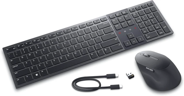 Alt view image 7 of 7 - Dell KM900 Premier Collaboration Keyboard and Mouse - Zoom Touch Controls, Backlight Keyboard, Bluetooth 5.1, Radio Frequency 2.4GHz - Black