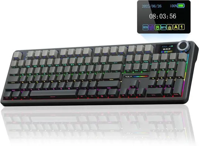 Alt view image 2 of 7 - AULA Wireless Keyboard and Mouse Combo, F108 Pro Full Size Mechanical Keyboard SC680 Wireless Mouse