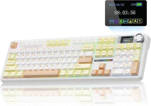 Alt view image 2 of 7 - AULA Wireless Keyboard and Mouse Combo, F108 Pro Full Size Mechanical Keyboard SC680 Wireless Mouse